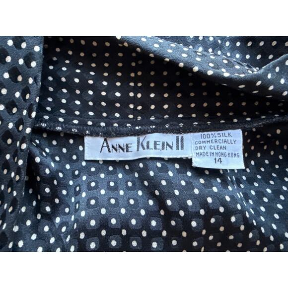 Vintage Anne Klein II Black & White Polka Dot 100% Silk Skirt Set Size Medium - Picture 9 of 9